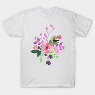 Painted Pink and Purple Flowers T-Shirt